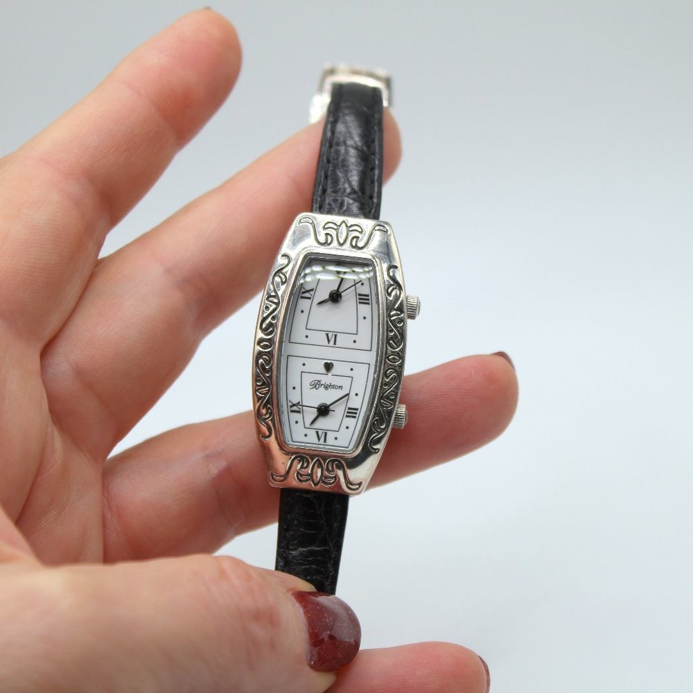 Brighton Watch Black Leather 2 Faces Time - Minneapolis